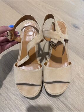 Chloe Beige Suede Slingback Sandals